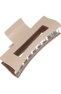 Large Cutout Rectangle Claw Clip - Cappuccino