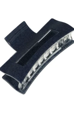 Large Cutout Rectangle Claw Clip - Denim