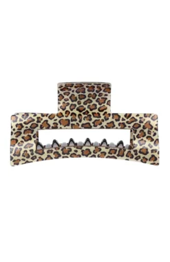 Large Cutout Rectangle Claw Clip - Golden Leopard