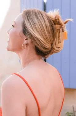 Large Cutout Rectangle Claw Clip - Straw