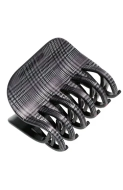 Large Double Tooth Claw Clip - Plaid Black
