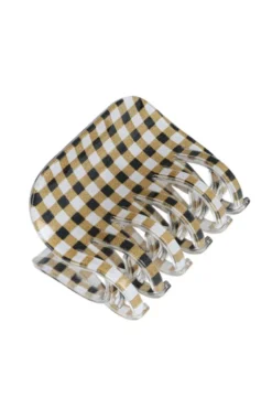 Large Double Tooth Claw Clip - Whiskey Check