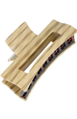 Large Rectangle Cutout Claw Clip - Bamboo