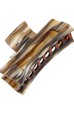 Large Rectangle Cutout Claw Clip - Caramel Swirl