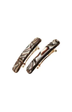 Mini Rectangle Barrette Pair - Classic