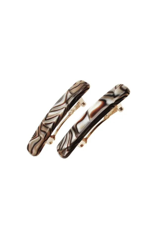 Mini Rectangle Barrette Pair - Classic