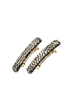 Mini Rectangle Barrette Pair - Classic