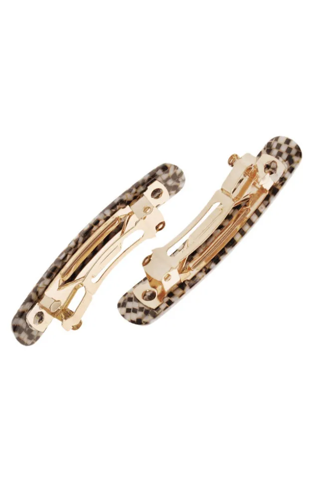 Mini Rectangle Barrette Pair - Classic