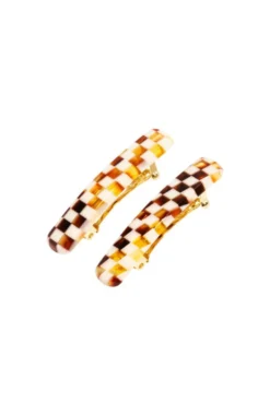 Mini Rectangle Barrette Pair - Classic