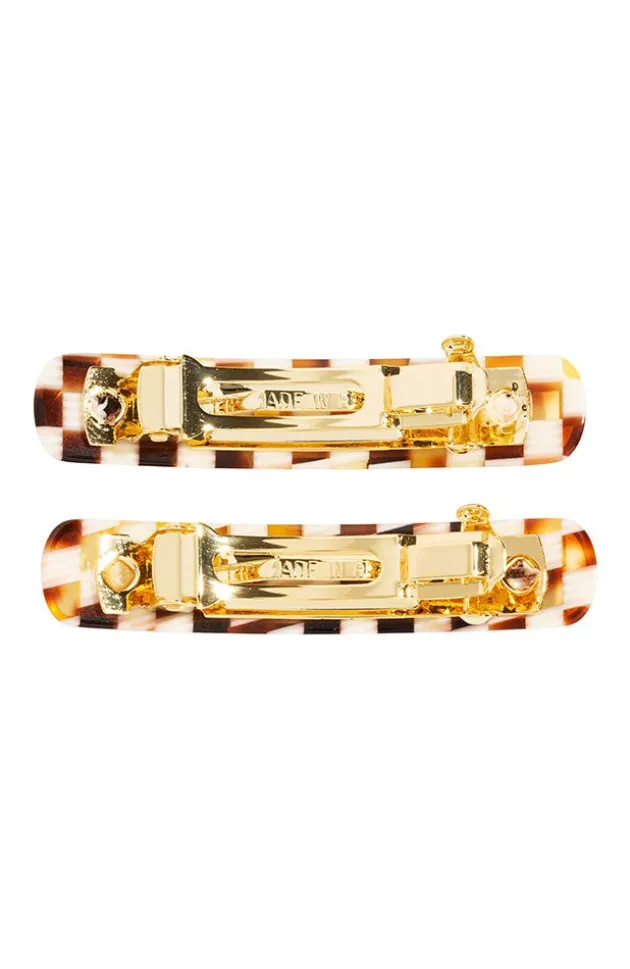 Mini Rectangle Barrette Pair - Classic