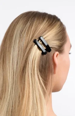 Mini Rectangle Barrette Pair - Pavlova