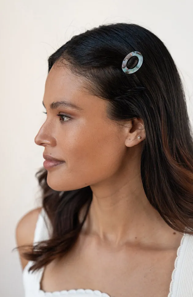 New Cutout Oval Tige Boule Barrette - Classic