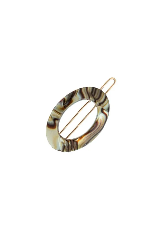 New Cutout Oval Tige Boule Barrette - Classic